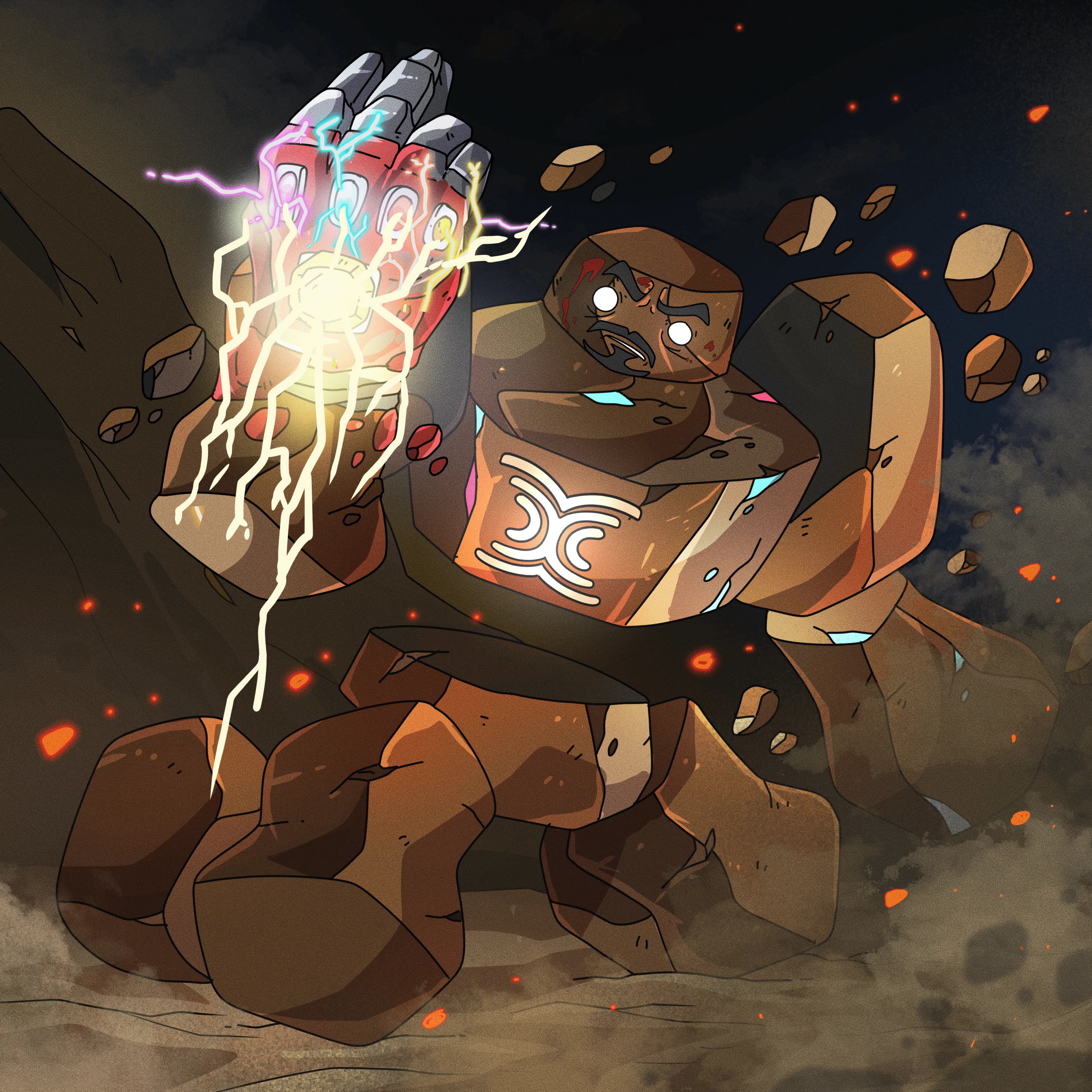 Rocky ( iron man)  with infinity stone